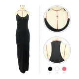Women's Summer Kardashian Invisible Transparent Suspender Solid Color Long Dress