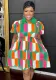 Autumn and winter women's printed front zipper dress