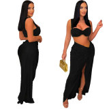 Sexy suspenders two-piece long skirt set