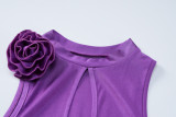 Damen-Sommerkleid mit modischem Ausschnitt, schmalem Rundhalsausschnitt und ärmellosem Kleid