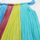 Women Sleeveless Backless Loose Pleated Dress