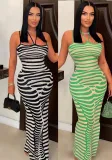 Women Ribbed Print Maxi Dress