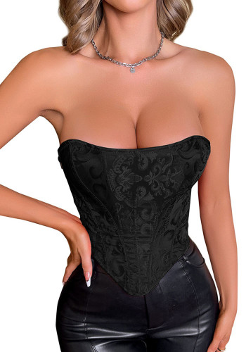 Women summer lace sexy vintage Backless boned body corset