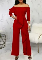 Women Sexy Off Shoulder Ruffle Jumpsuit