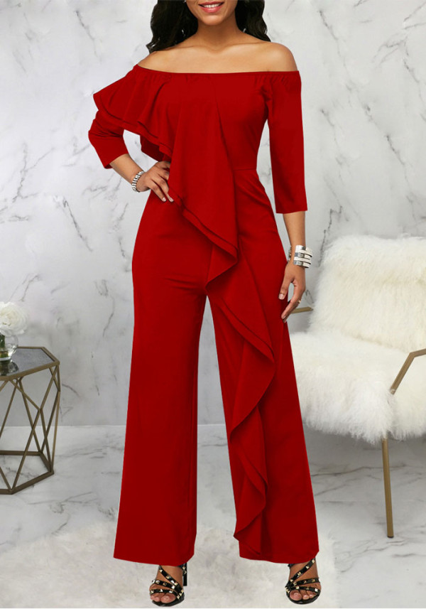 Wholesale Women Sexy Off Shoulder Ruffle Jumpsuit | Global Lover