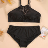 Plus Size Damen Schwarz Sexy Steelless Spitze Sommer Sexy Dessous