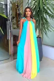 Women Sleeveless Backless Loose Pleated Dress