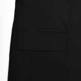 Blazer feminino casual liso manga longa com cadarço e cinto