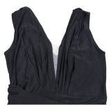 Women Solid V-Neck Sleeveless Pleated Maxi Dress