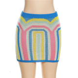 Sommer-Frauen-Sexy-Strick-Kontrastfarben-Patchwork-dünnes Weste-Top