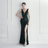 Iridescent Sequins Prom Party Long Dress Evening Gown