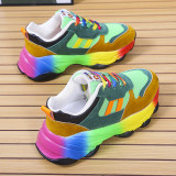 Plus Size Women's Spring and Autumn Thick-soled Multi-Color Front Lace Up Sports Style Women's Shoes