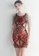 floral sequin beading short mini dress