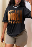 Modisches Damen-T-Shirt mit Buchstaben-Aufdruck, Rundhalsausschnitt, kurzärmelig, lässig