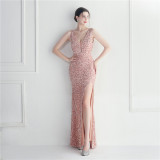 Iridescent Sequins Prom Party Long Dress Evening Gown