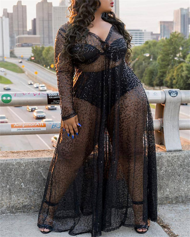 Wholesale plus size sheer dresses  From Global Lover