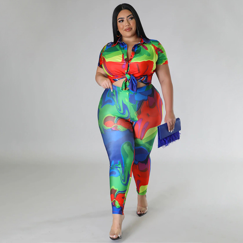 WSFEC XL-5XL Summer 2023 New Fashion Plus Size Matching Sets Women Clothing  Short Sleeve Pant Suits Two Piece Set Casual Outfits - AliExpress
