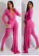 Summer women's fashionable and sexy Tight Fitting V-neck long-sleeve Jumpsuit for women