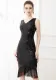 Women Sequin Tassel Party Prom Sexy V Neck Evening Dress