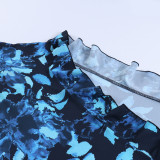Trägerloses Kleid zum Schnüren mit Schlitz und Wellenbesatz für Damen