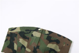 Sommer-Frauen-reizvolles trägerloses Camouflage-Crop-Top und Rock-Zweiteiler-Set