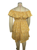 Plus Size Damen Kurzarm-Kleid mit lässigem Print