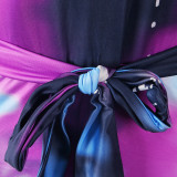 Combinaison ceinture à manches superposées imprimée pour femme