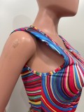 Sommerliches, ärmelloses Pad-Kleid für Damen mit Positionierungsdruck