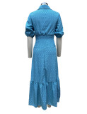 Vestido de camisa estampado de manga larga elegante informal de primavera para mujer