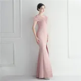 Mesh Beaded + Embellished Feather Star Red Carpet Long Evening Gown
