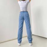 Trendige, lockere, bedruckte Graffiti-Jeanshose für Damen mit hoher Taille
