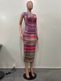 Sommerliches, ärmelloses Pad-Kleid für Damen mit Positionierungsdruck