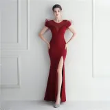 Mesh Beaded + Embellished Feather Star Red Carpet Long Evening Gown
