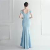 Mesh Beaded + Embellished Feather Star Red Carpet Long Evening Gown