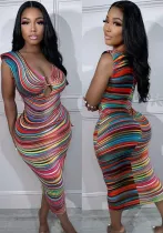 Summer Women's Positioning Print Sleeveless Pad Dress
