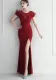 Mesh Beaded + Embellished Feather Star Red Carpet Long Evening Gown