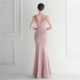 Mesh Beaded + Embellished Feather Star Red Carpet Long Evening Gown
