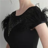 Mesh Beaded + Embellished Feather Star Red Carpet Long Evening Gown