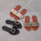 Summer Plus Size Women's Casual Large Buckle Stitched Slip-on Sandals Women