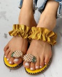 Women's Summer Slip-On Lace Pineapple Flat Plus Size Sandals