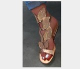 Plus Size Rhinestone Sandals Women Summer One Word Flat Butterfly Rhinestone Sandals