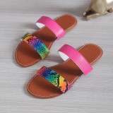 Summer Plus Size Women's Shoes Multi-Color Low Heel Slip On Sandals and Slippers Women