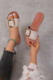 Summer Plus Size Women's Casual Large Buckle Stitched Slip-on Sandals Women