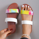 Summer Plus Size Women's Shoes Multi-Color Low Heel Slip On Sandals and Slippers Women
