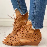 Plus Size Women's Shoes Summer Ladies Outdoor Wear Flat Hollow Ethnic Style Sandals Women