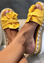 Artı Boyutu Kadın Ayakkabıları Tek Kelime Sandalet ve Terlik Kadın Dış Giyim Yaz Kama Fiyonk Terlik Kadın Plaj Sandalet