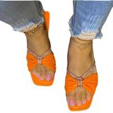 Plus Size Women's Shoes Summer Women's Outdoor Wear One Word Bowknot Slippers Women's Slippers