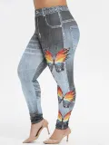Women's Printed Multicolor High Waist Butterfly Slim Butt Lift Workout Pants