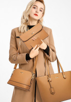 Trendy women's bag retro shoulder handbag large-capacity fashion diagonal four-piece bag
