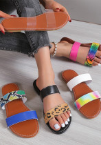 Zapatos de mujer de talla grande de verano, sandalias y pantuflas de tacón bajo multicolor para mujer